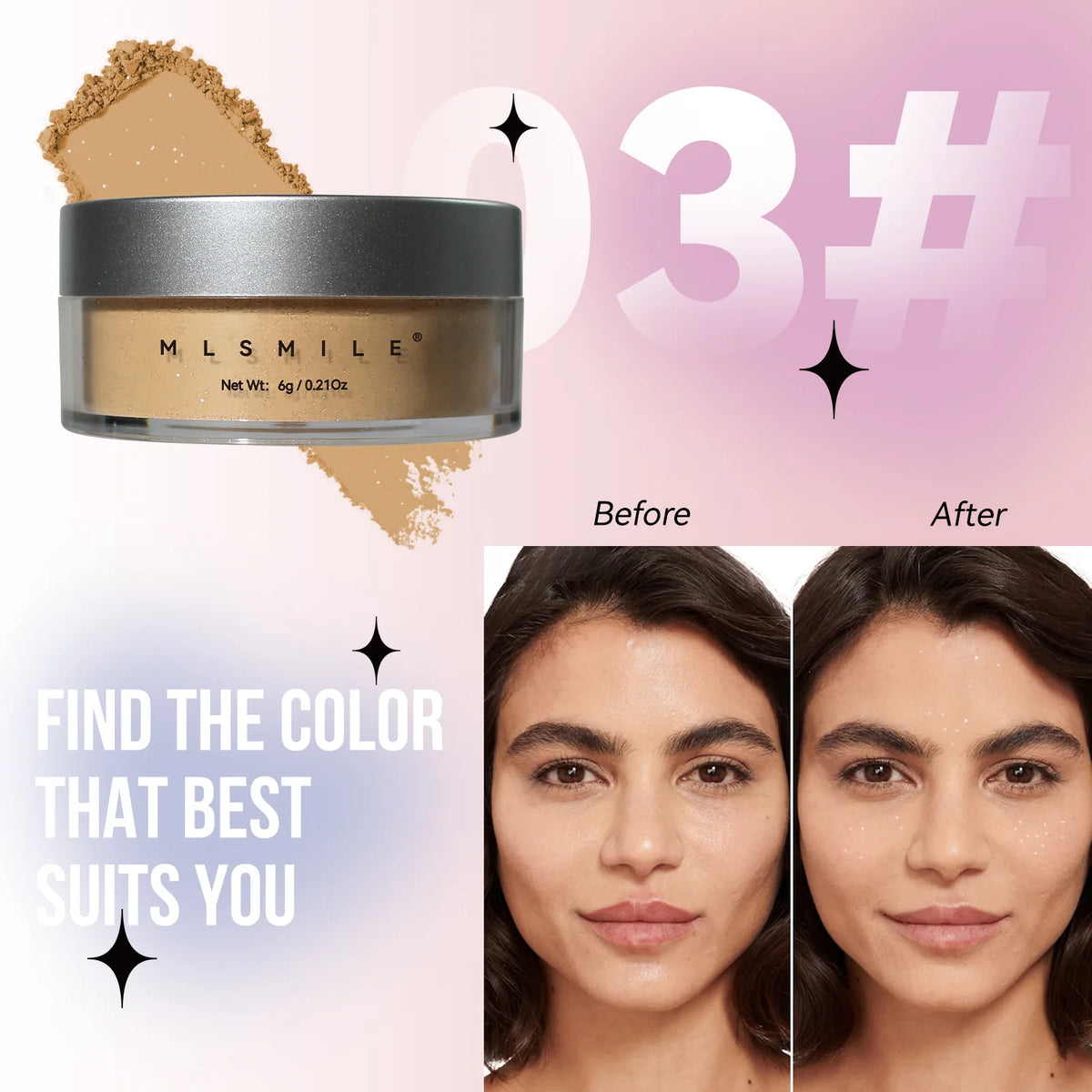 Natural Matte Loose Powder 4 Color Shimmer Oil Control Long Lasting Face Makeup Setting Powder Pink Glitter Cosmetic