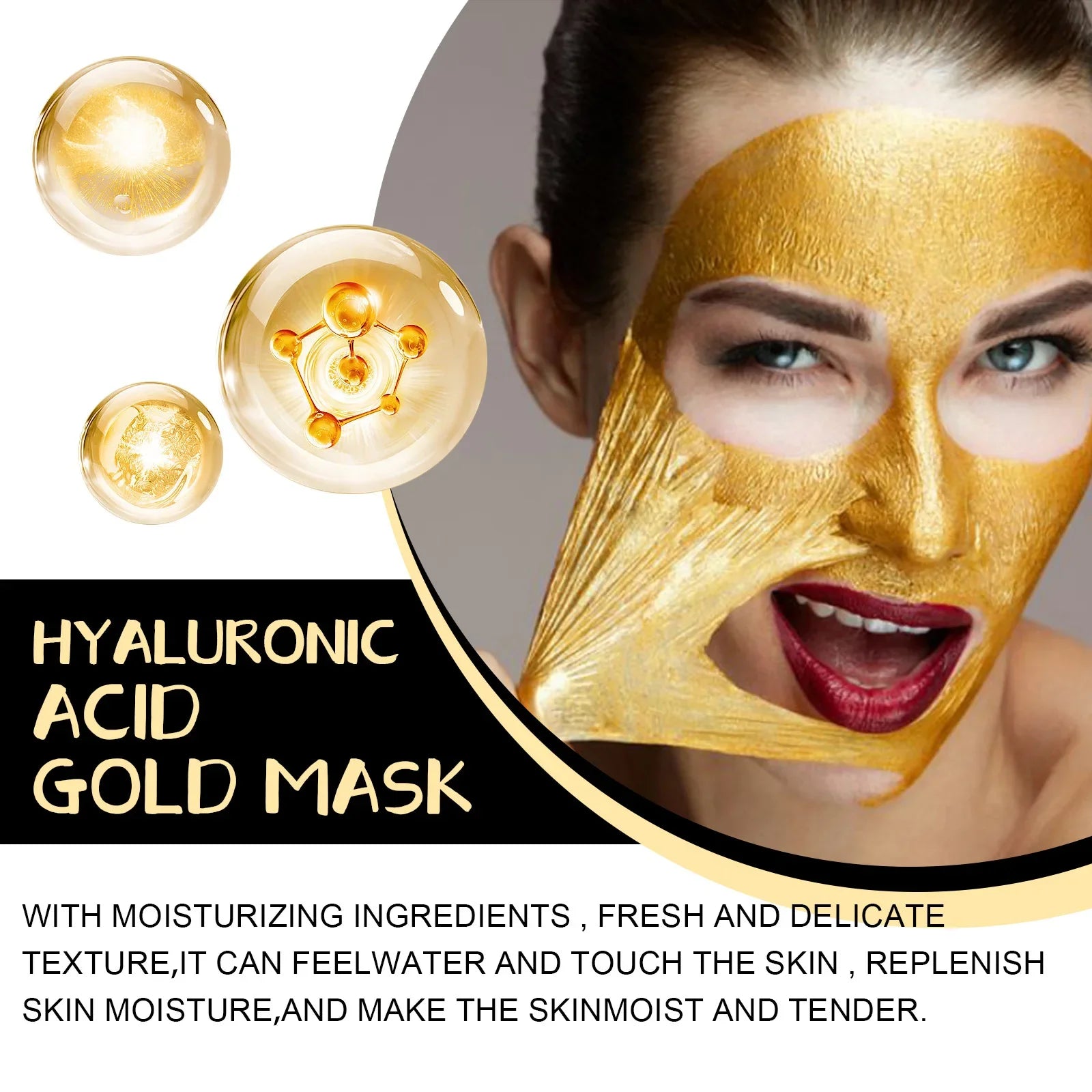Retinol Gold Mask Anti Aging Lightens Fine Lines Shrink Pores Rejuvenating Skin Moisturizing Hyaluronic Acid Gold Peel off Mask