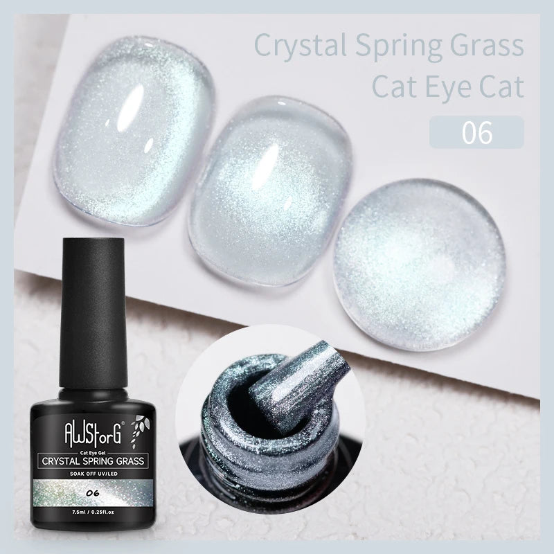 AWStorG Intense Rainbow Cat Eye Gel 5ml Holographic Laser Magnetic Nail Gel Soak Off UV LED Gel Polish Shiny Rainbow Manicur