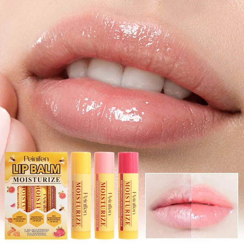 3-Piece Lip Balm Lipstick Base Lip Balm Makeup Natural Plant Anti-Scratch Lip Care Petroleum Jelly Lip Balm