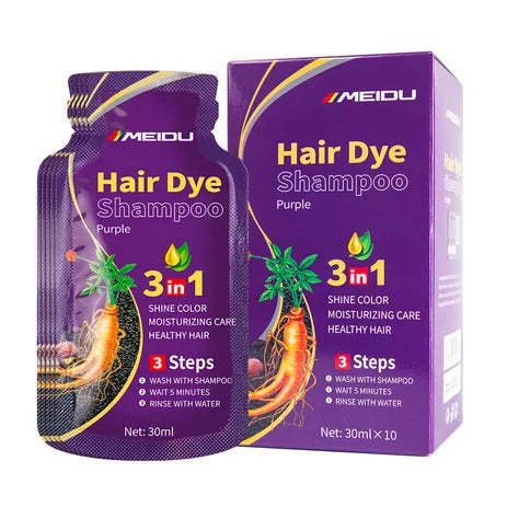 30mlx10pcs Natural Hair Dye Shampoo 3 IN 1 Quick Easy Covering White Grey Hair Cleaning Instant Coloring Nonirritating Hair Care