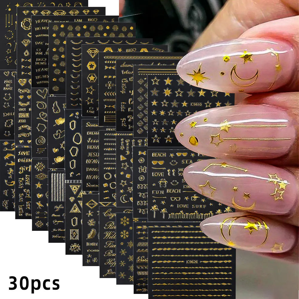 3D Colorful Flowers Cherry Blossoms Rose Daisy Nail Decals 20/30/60/70/90pcs Cute Heart Nail Sticker Manicure Decoration 5.5*6cm
