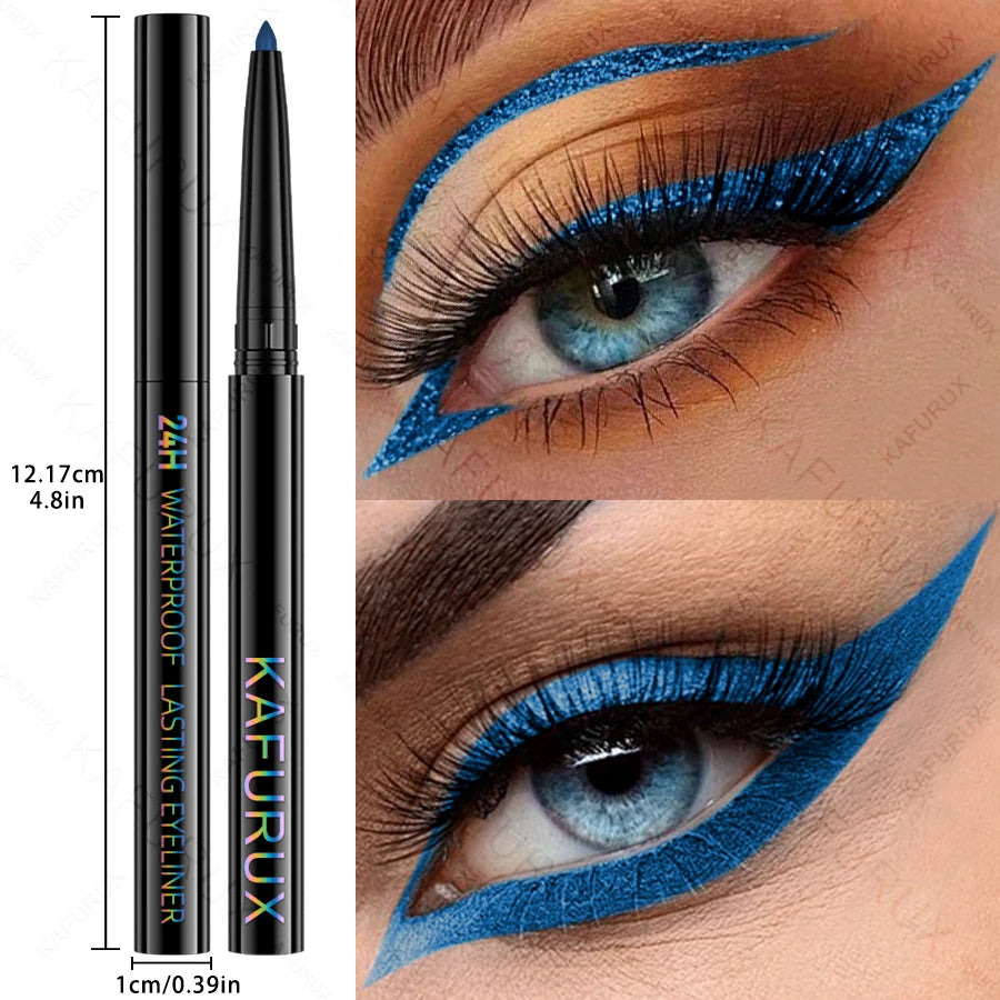 1pc Colourful Eyeliner Pen,High Pigmented Pearly Glitter&Shimmer Metallic Eyeliner Stick, Long Lasting Waterproof White Black