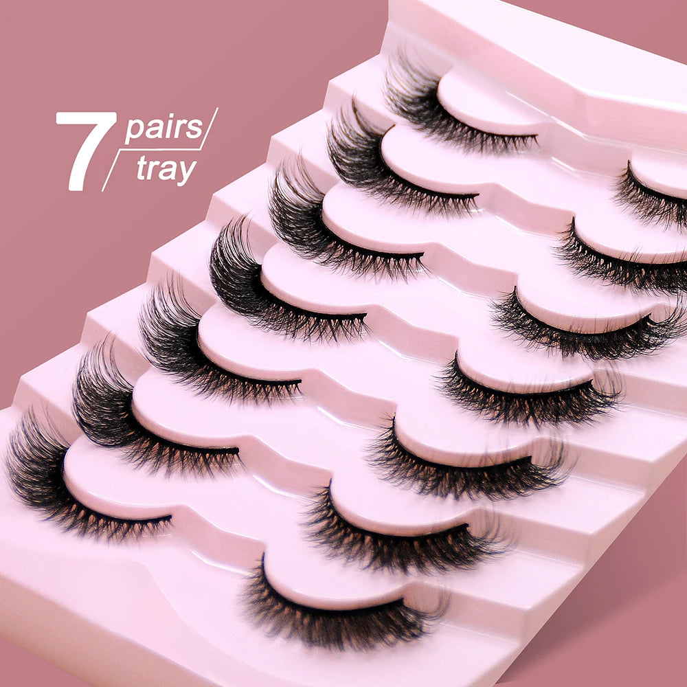 Dropshipping 7/10 Pairs Eyelashes Natural Long 3D Lashes Fluffy Volume  False Eyelashes Cruelty Free Wispy Lashes Makeup Cilios