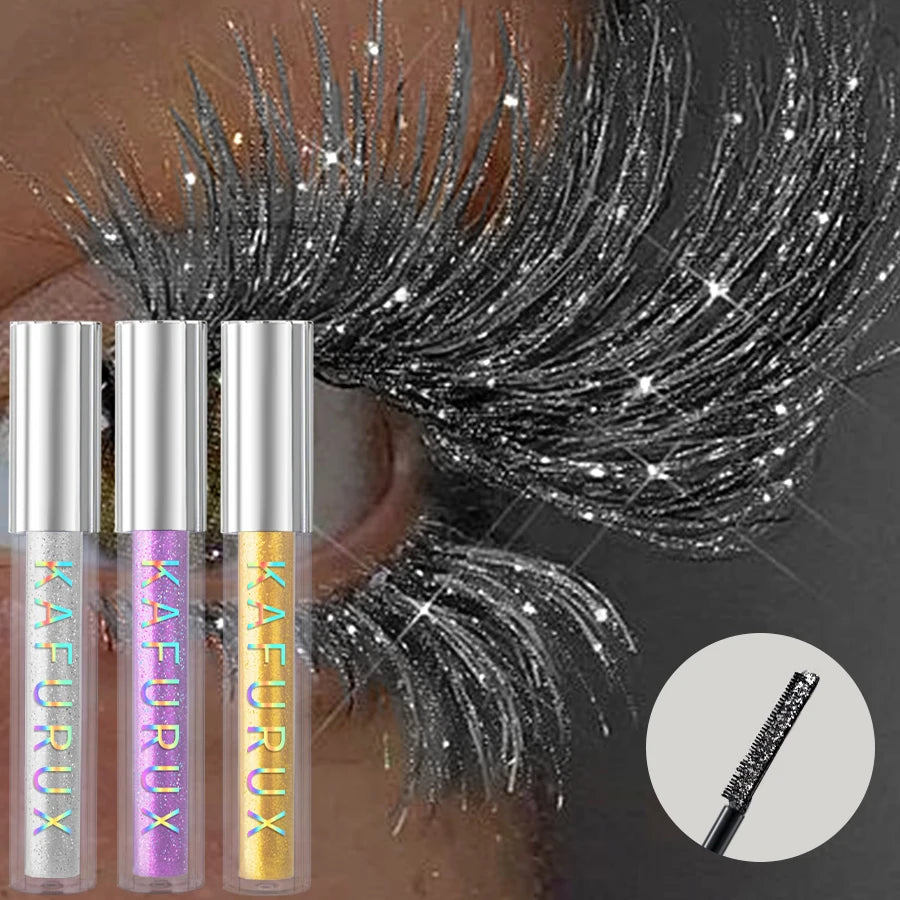 1pc Diamond Shine Waterproof Volume Curl Mascara Glitter Snow Effect,Smudge-proof  Eye Makeup for All Skin Types Women Cosmetics