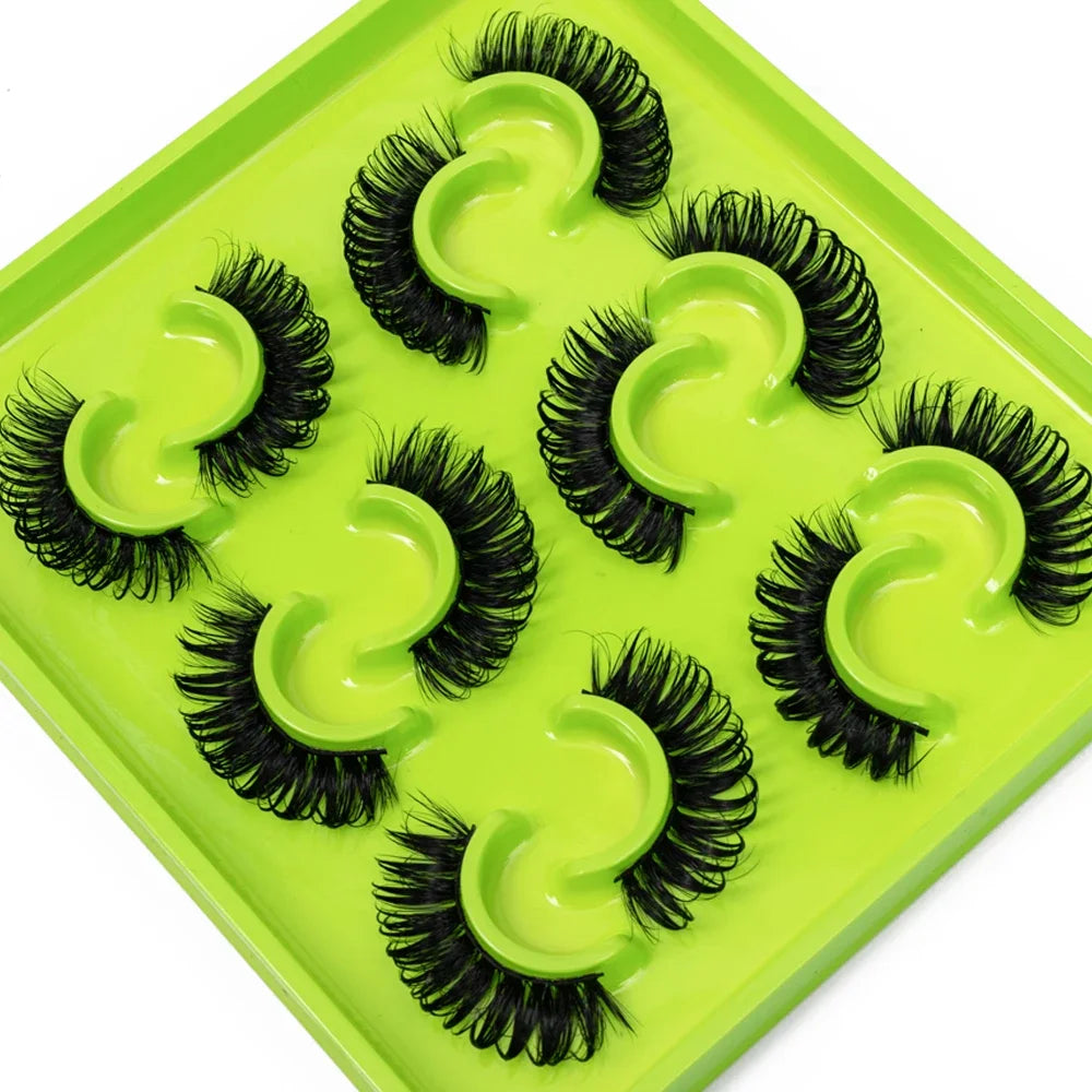 HBZGTLAD 6Pairs Female Cosplay Fake Eyelashes Korean Makeup New Style Wet Spikes 3d Eyelash Bulk Wholesale Manga Lashes