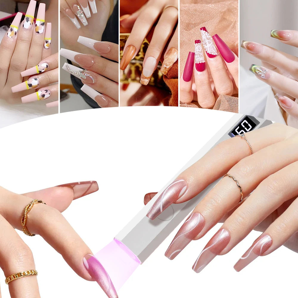 YIKOOLIN Rechargeable Handheld UV LED Nail Lamp 3W Portable Mini Gel Polish Dryer 2 Timer Setting USB Charging Manicure Tool Hom