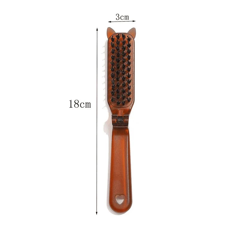 Foldable Hair Comb Portable Boar Bristle Hair Brush Hair Brush Head Massager Travel Combs Hair Styling Accessories