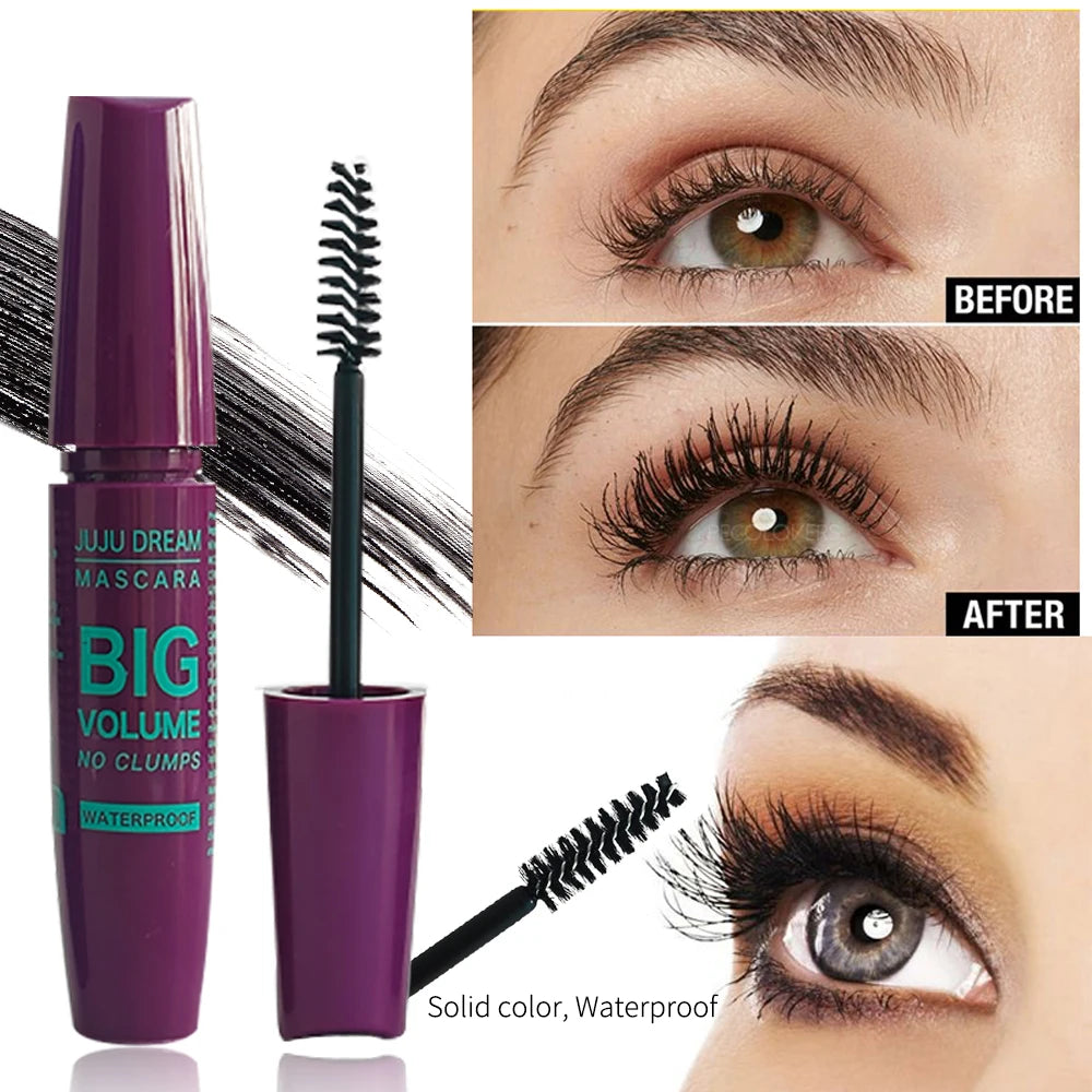 Black Mascara Thickening - Long-Lasting, Volumizing , Fiber Formula with 360° Spiral Brush Waterproof Liquid Fiber Mascara