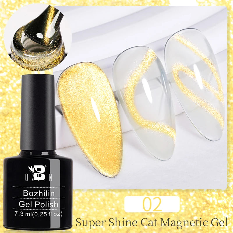 AWStorG Intense Rainbow Cat Eye Gel 5ml Holographic Laser Magnetic Nail Gel Soak Off UV LED Gel Polish Shiny Rainbow Manicur