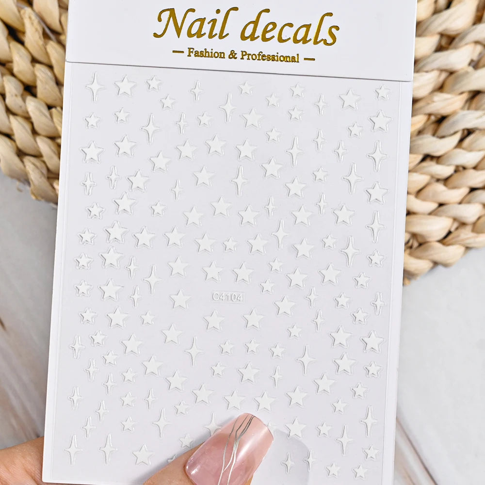 1pcs Star-Themed Nail Art Stickers 3D Self-Adhesive Plastic Decals With Glitter Finish Anime Rectangle Shape Ideal For DIY Nails