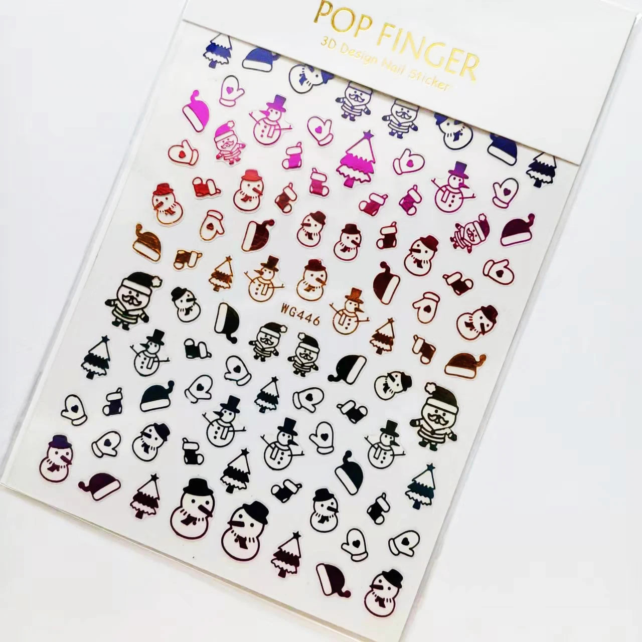 Sliver Bronzing 3D Christmas Nail Art Decoration Sticker Sparkly White Colorful Glitter Geometry Snowflake Winter Slider Foil