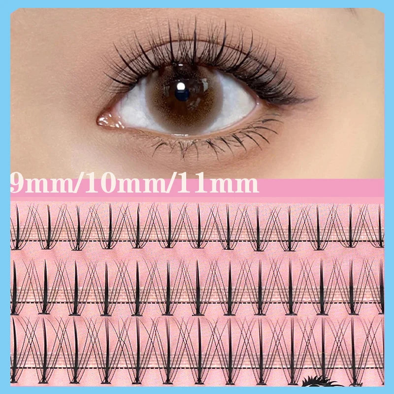 Anlinnet  Sandwich Eyelashes Professional Makeup Individual Lashes Cluster Natural Fluffy Eyelashes 10D Mink False Eyela