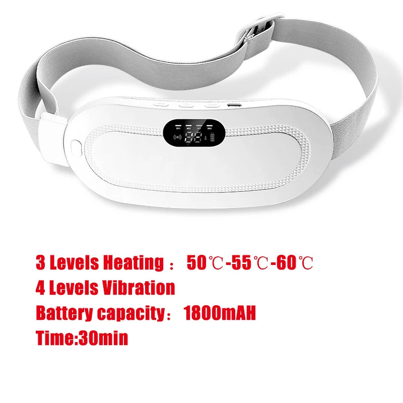 Women Menstrual Heating Pad Abdominal Warmer Belt Electric Waist Massager Vibration for Period Cramps Comfort Portable Gift