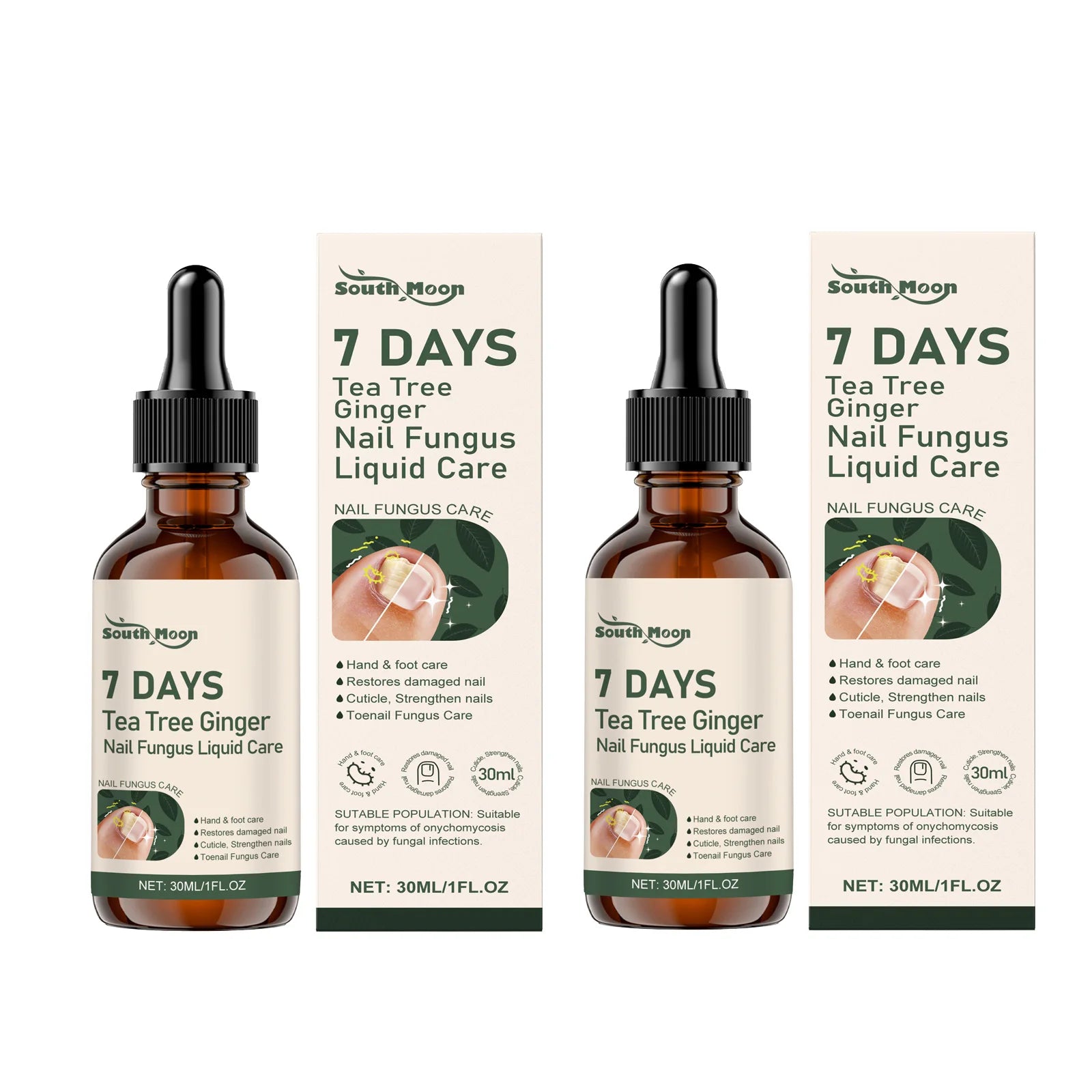 30/60ml Tea Tree Ginger Nail Fungus Care Solution Health Maintenance Repair Nail Discoloration Thickening Hand Foot Nail Care E