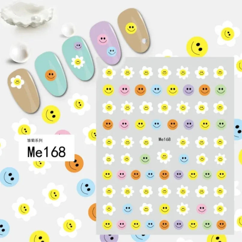 3D Flower Petal Nail Stickers Purple Pink Tulip Leaf Clover Summer Avocado Fruit Geometric Line Floral Manicure Decoration