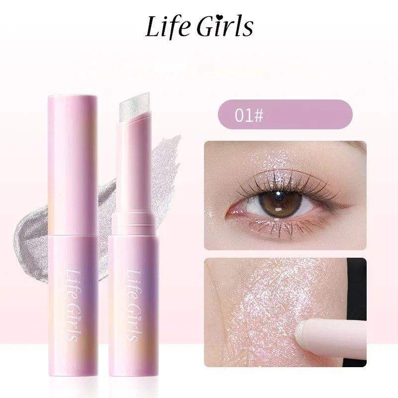Watery Jelly Eyeshadow Stick Multi-Color Pearlescent Glitter High-gloss Eyeshadow Crystal Fine Shiny Eyeshadow Highlighter Stick