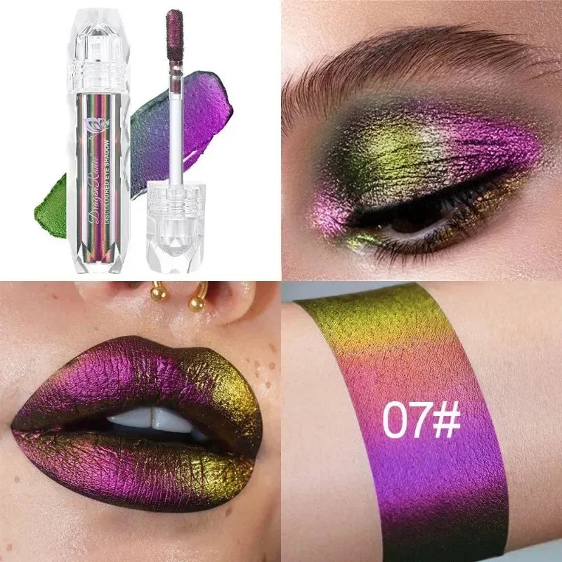 Chameleon Liquid Eyeshadow Pearl Monochrome Metal Lipgloss Shimmer Pigment Glitter Eyeshadow Lipstick Shine Diamond Eye Makeup
