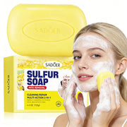 1/2pcs SADOER Sulfur Mite Removing Facial Soap Universal Handmade Soap Anti Wrinkle Face Wash Foam Moisturizing Facial Cleanser