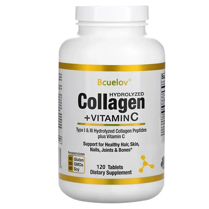 Hydrolyzed Collagen Capsules - Hair, Skin, and Nail Support Supplement, Promotes Joint and Bone Health, Types I and III Collagen