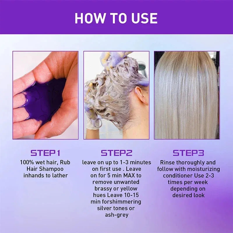 Purple Hair Dye Shampoo for Blonde to Cover Gray Non-irritating Hair Fading Yellow After Bleach Hair Shampoo Gray Hair Remedy