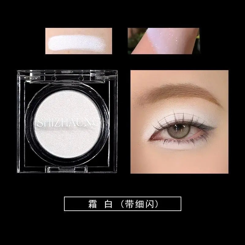 Monochrome Eyeshadow, Matte Color, High Saturation, High Color Rendering, White Fine Glitter, High-gloss Eye Makeup, Chameleon