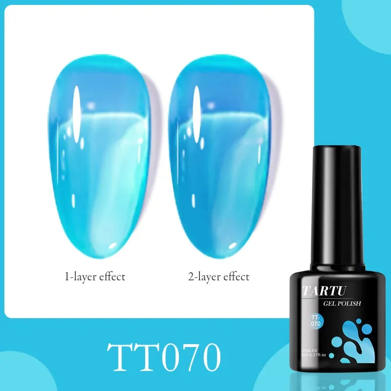 1PC 8ML Jelly Natural Gel Nail Translucent Black Pink Blue Purple Gel Polish UV/LED Soak Off Gel Polish for DIY Holiday Gift