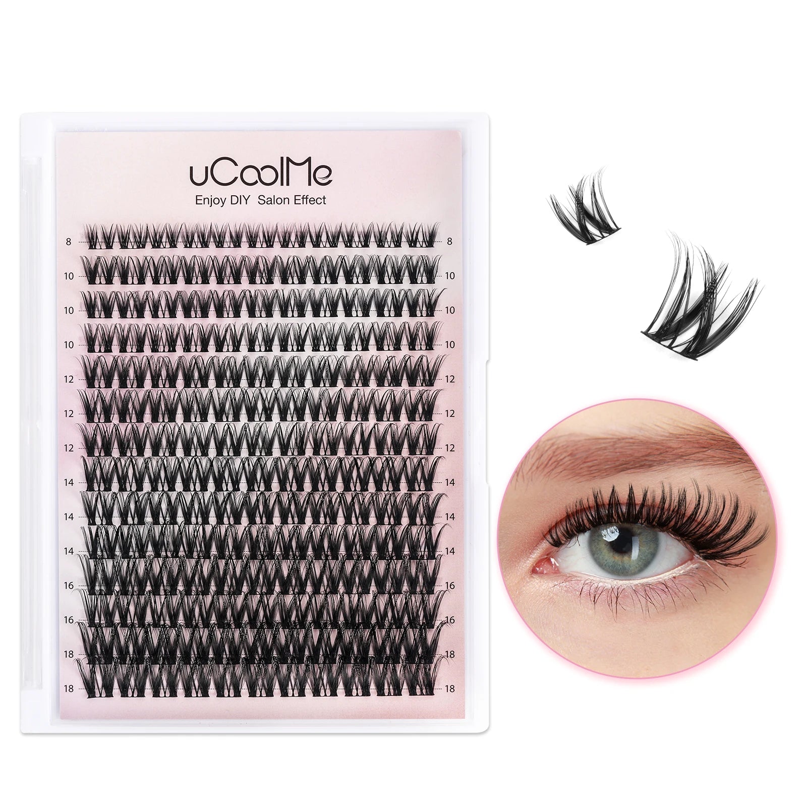 uCoolMe Lashes Flora 0.05mm Fluffy Defined Clusters Kit Bond and Seal Remover Home DIY Long-lasting Waterproof Eyelash Extension