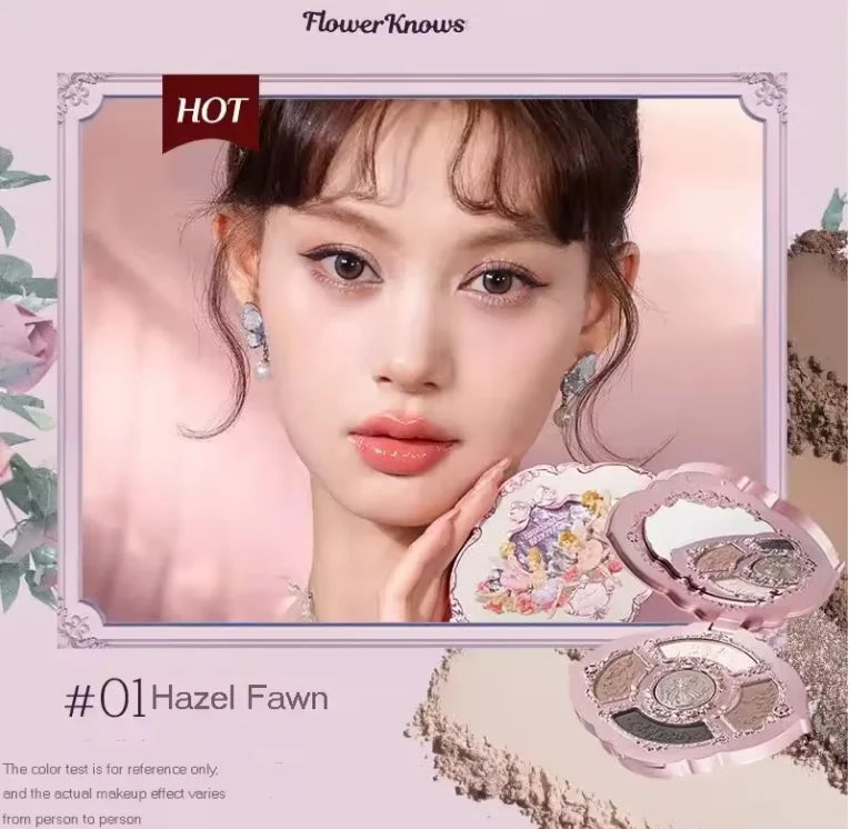 Flower Knows Chocolate Shop Highly Pigmented Eyeshadow Palette Shimmer Matte Glitter Long Lasting Vegan Eye Shadows Cruelty-free