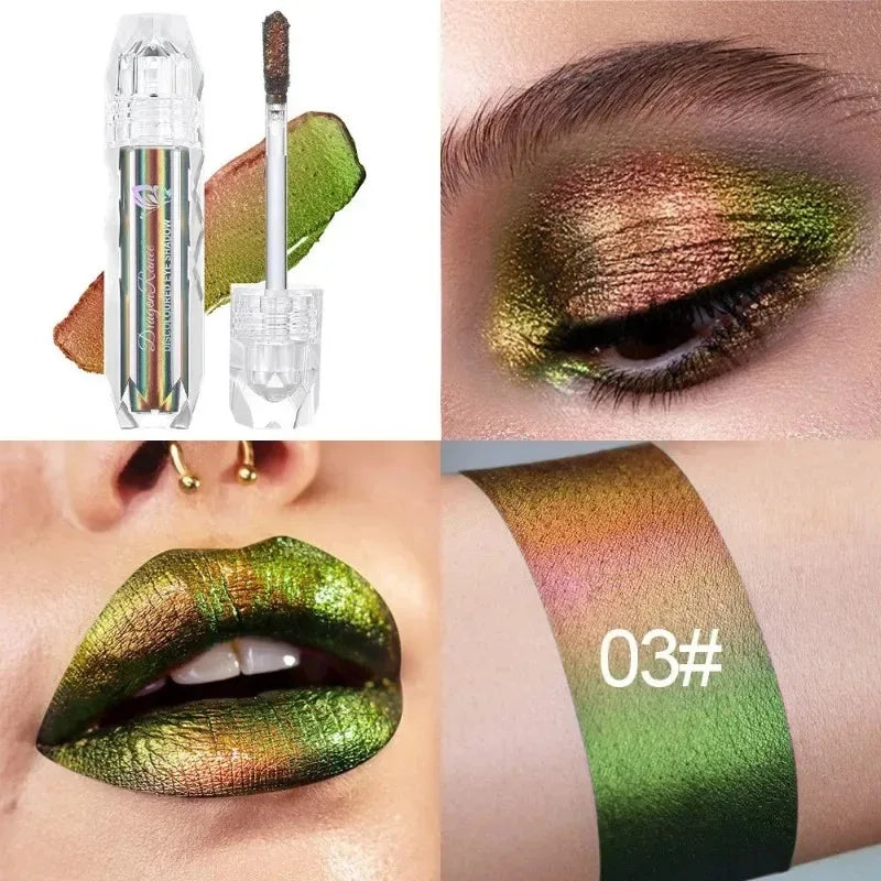Chameleon Liquid Eyeshadow Pearl Monochrome Metal Lipgloss Shimmer Pigment Glitter Eyeshadow Lipstick Shine Diamond Eye Makeup