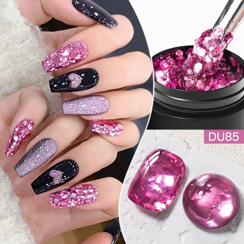 8ML Glitter Gel Nail Polish Shining Mineral Sequins Soak Off UV LED Nail Gel Semi Permanent Nail Art Supplies for Manicure
