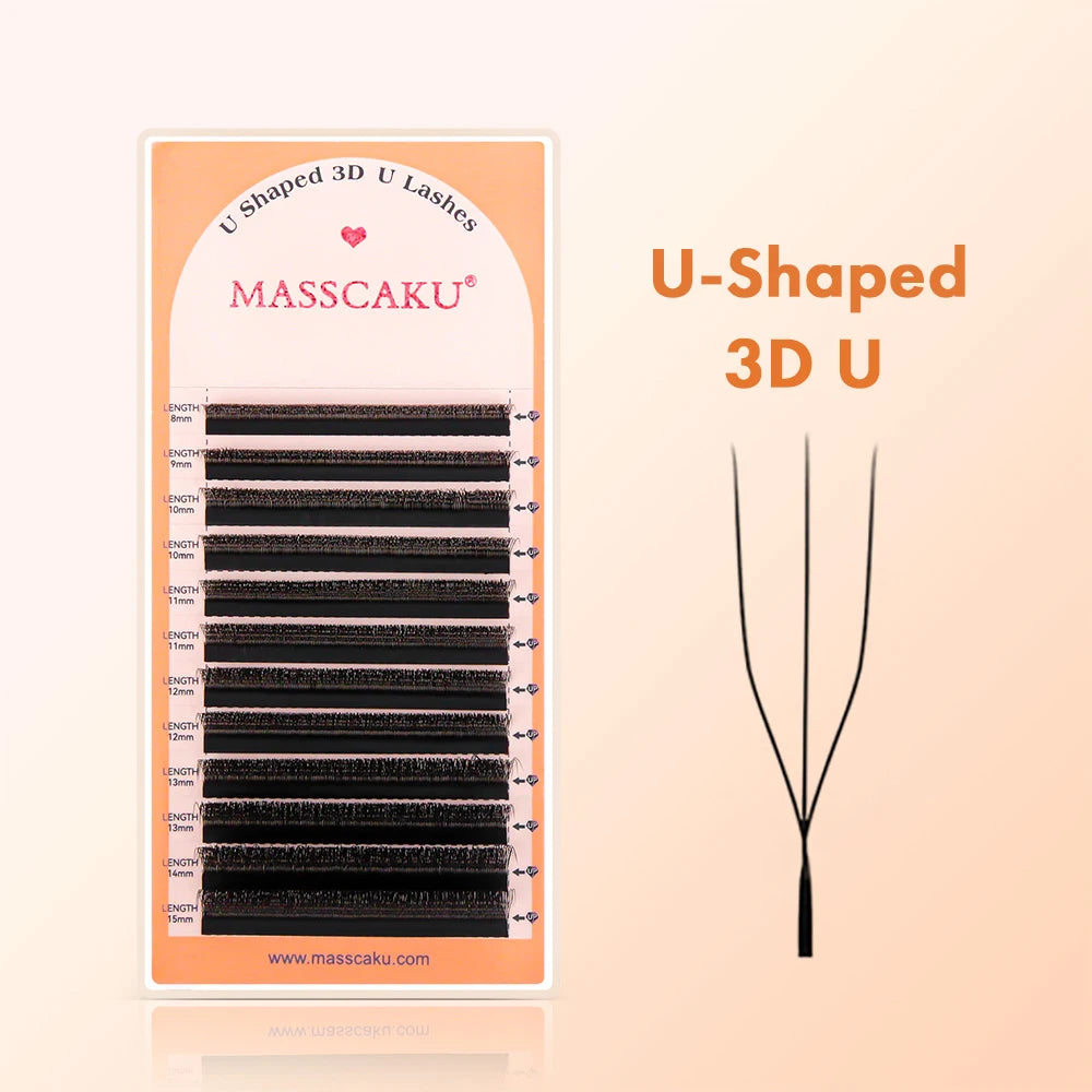 MASSCAKU C/D U-Shaped 3D/4D/5D/6D/8D/10D Mix 8-15MM False Eyelashes Professional Handmade Natural Volume Lashes Supplies