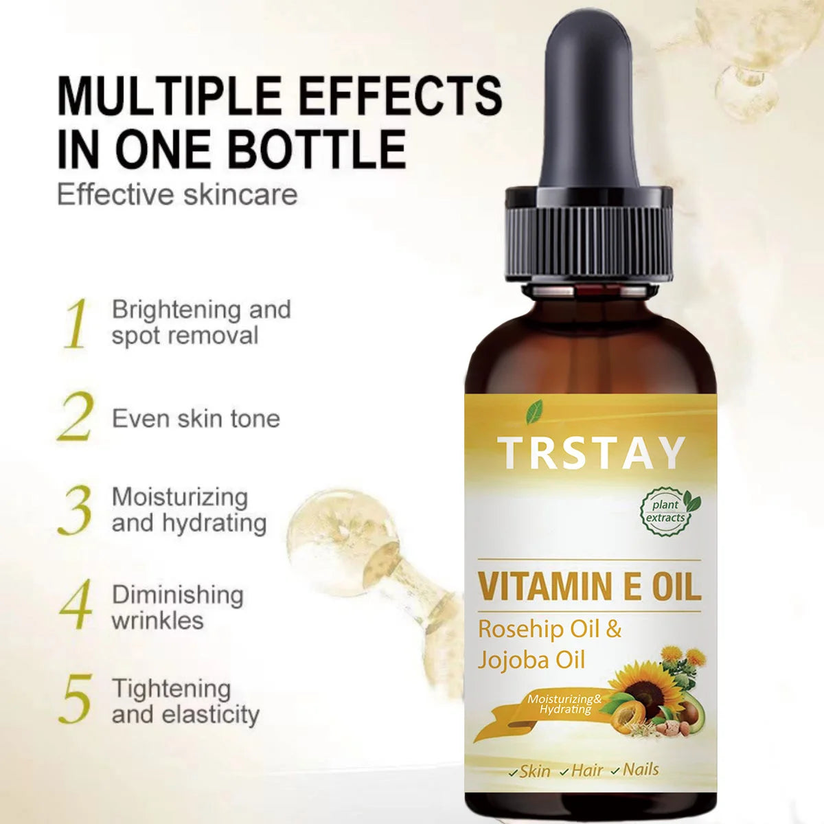 Botanical Extract Vitamin E Oil,Rosehip and Jojoba Oil Blend for Fast Absorption Facial Skin Protection