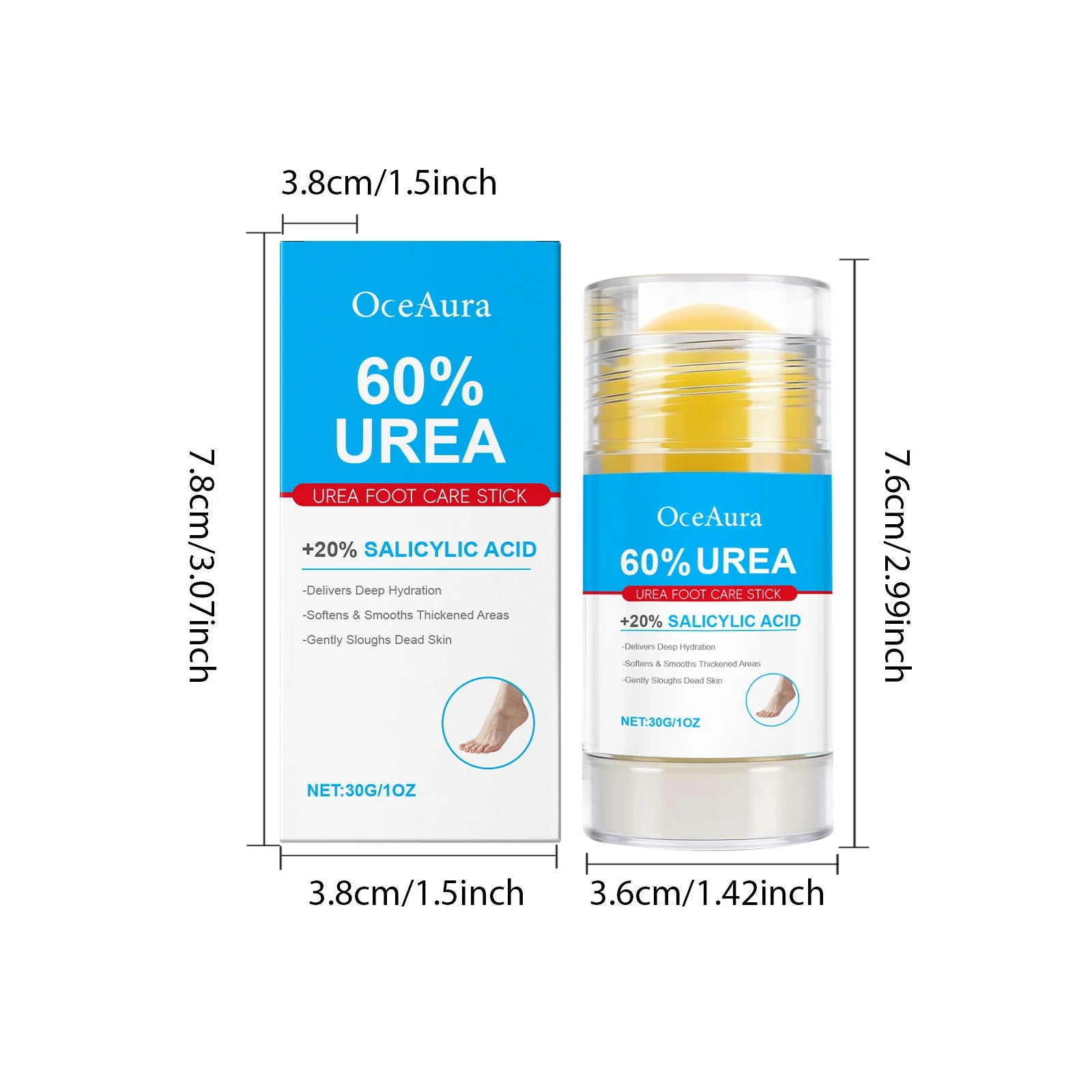 60% Urea Foot Cream Stick Moisturizing Exfoliating Soften Relieve Drying Cracked Heel Repair Deep Hydration Foot Skin Care