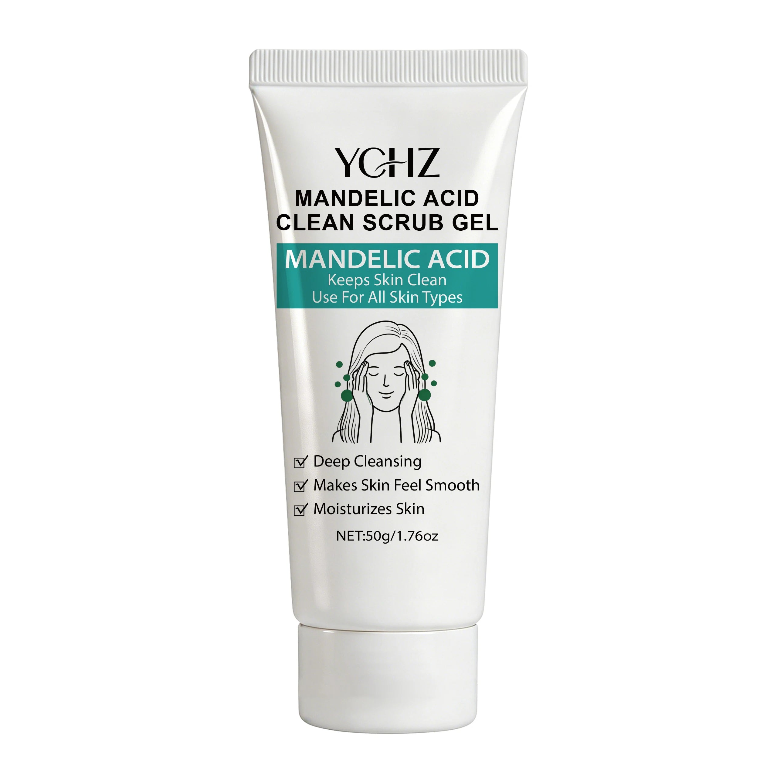 50g Mandelic Acid Cleansing Gel——Deeply Cleanses and Unclogs Pores, Contains Aloe Vera and Rose Essence, Makes Skin Smooth and Delicate, Suitable for All Skin Types