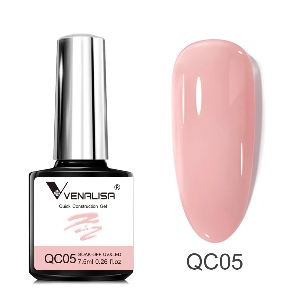 VENALISA Quick Construction Gel Jelly Color Semi Transparent Nail Gel Polish Fast Construction Soak Off UV LED Nude Pink Gel 7.5