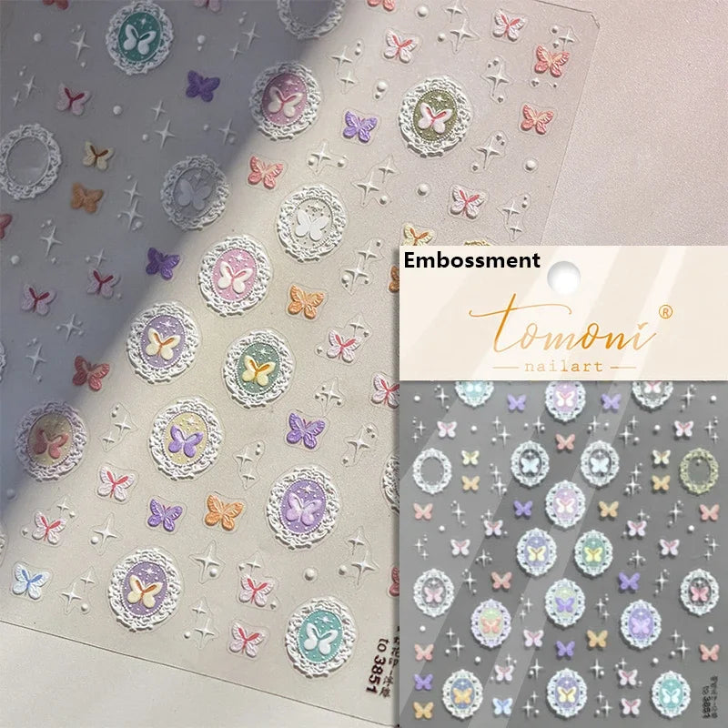 1 pc 5D sunflower nail stickers rose daisy cherry blossom self-adhesive nail art stickers oil painting style decorative sticker