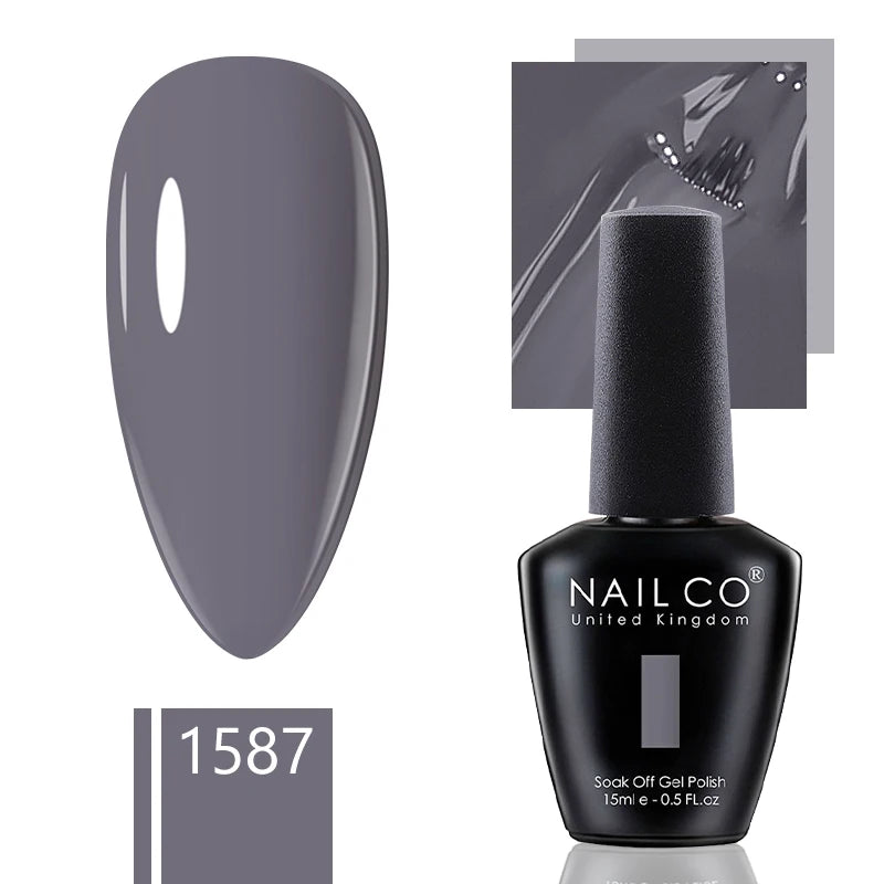 NAILCO 15ml Dark Gel Nail Polish Semi-permanent Varnish Hybrid UV Nails Art Glitter Colors Gel Polish Manicure Enamels For Nails
