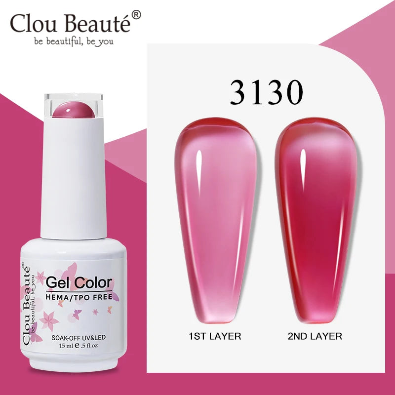 Clou Beaute Semi-transparent Jelly Color UV Gel Manicure Gel Nail Nail Supplies For Professionals Semi-permanent Varnish 15ml