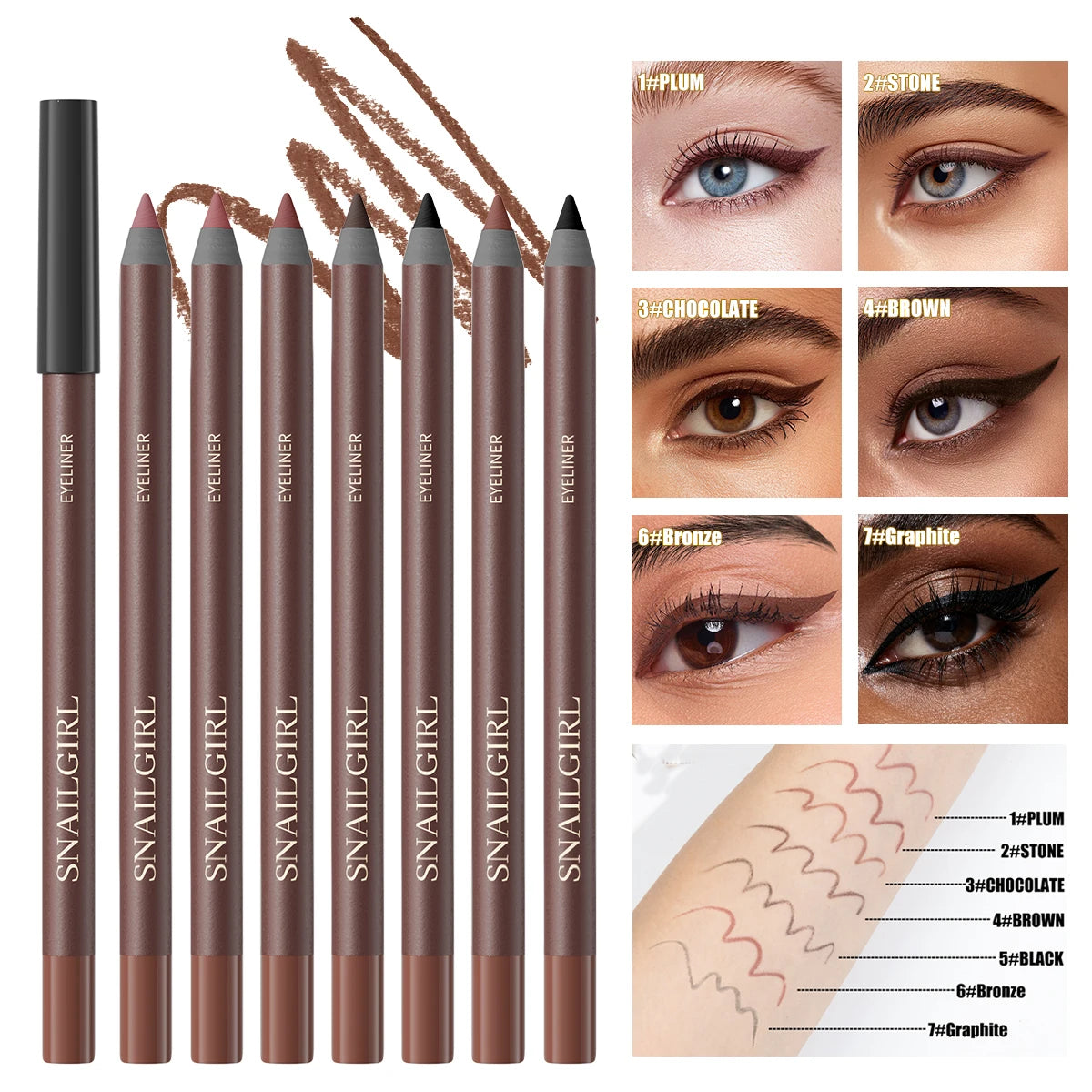 Waterproof Black Brown Eyeliner Gel Pencil Ultra-fine Matte Smooth Quick Dry Non-Smudge Easy Wear Eyeliner Pen Makeup for Eyes