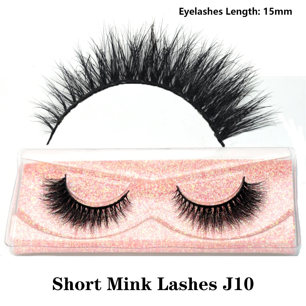 FOXESJI Real Mink Fluffy Short Eye Lashes Extension Wispy Soft Natural Short False Eyelashes Daily Wear Full Strip Lashes Makeup