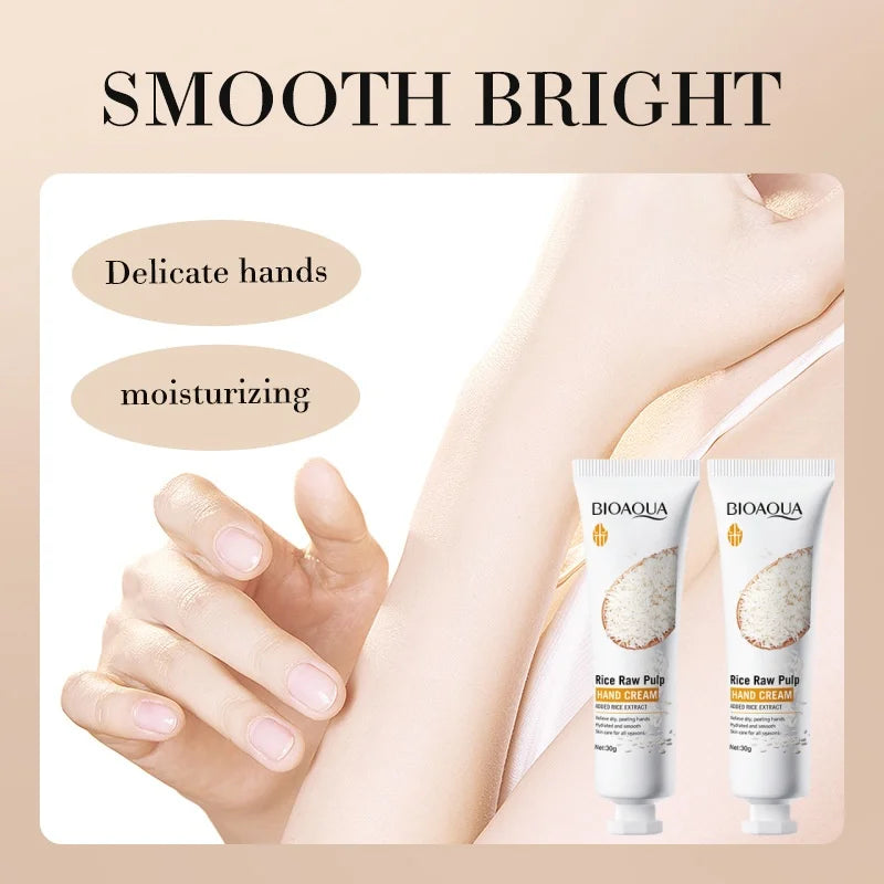 Rice Hand Cream, Containing Rice Extract, Moisturizes and Nourishes Without Making the Skin Greasy, Deeply Nourishes, Has a Delicate Texture, Hand Care, Seasonal Maintenance, Portable Packaging, Easy to Carry