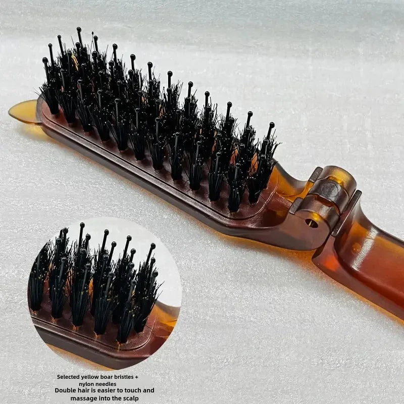 Foldable Hair Comb Portable Boar Bristle Hair Brush Hair Brush Head Massager Travel Combs Hair Styling Accessories
