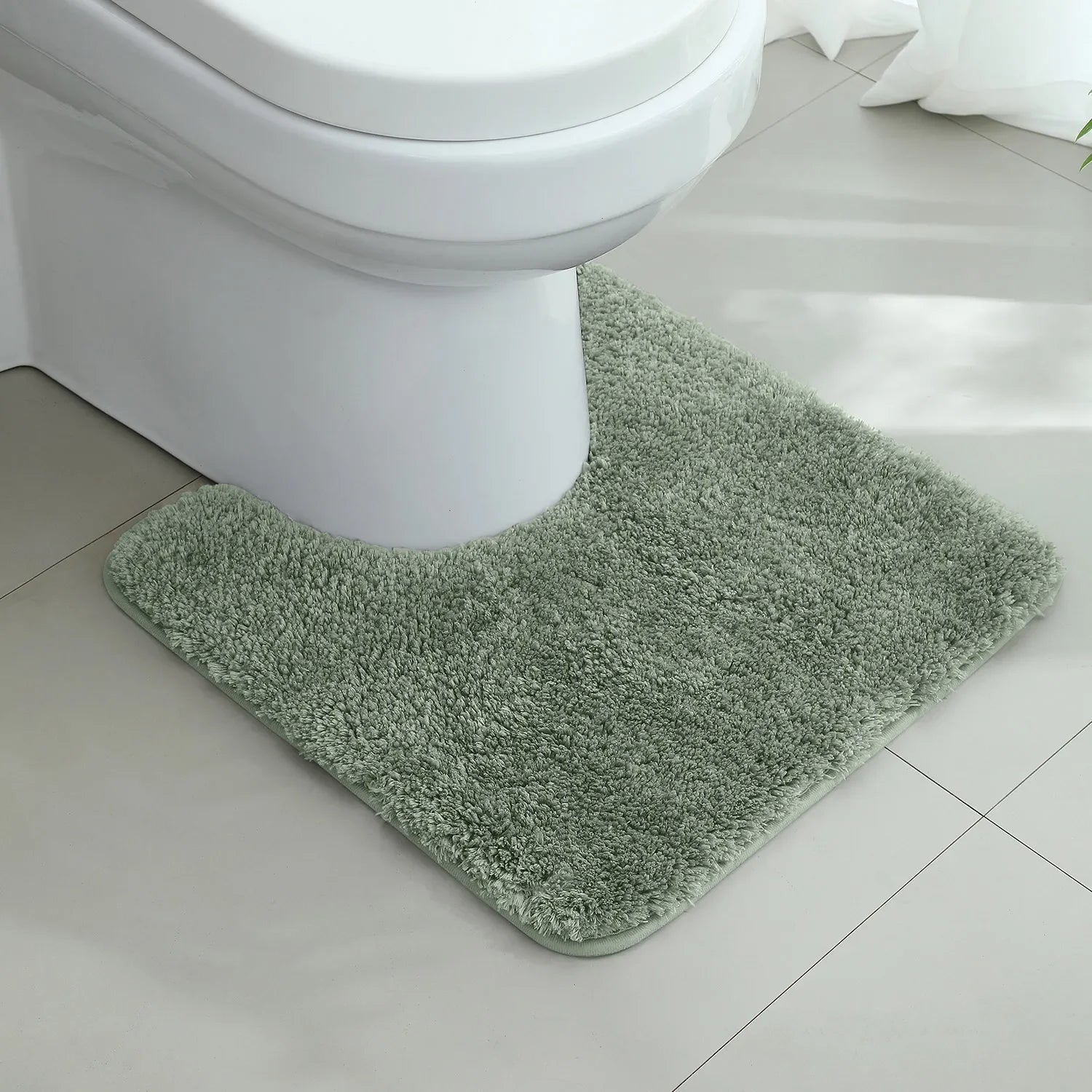 U-shaped thickened bathroom floor mat, plush material, bathtub absorbent mat, anti slip foot mat, bathroom small carpet, entranc