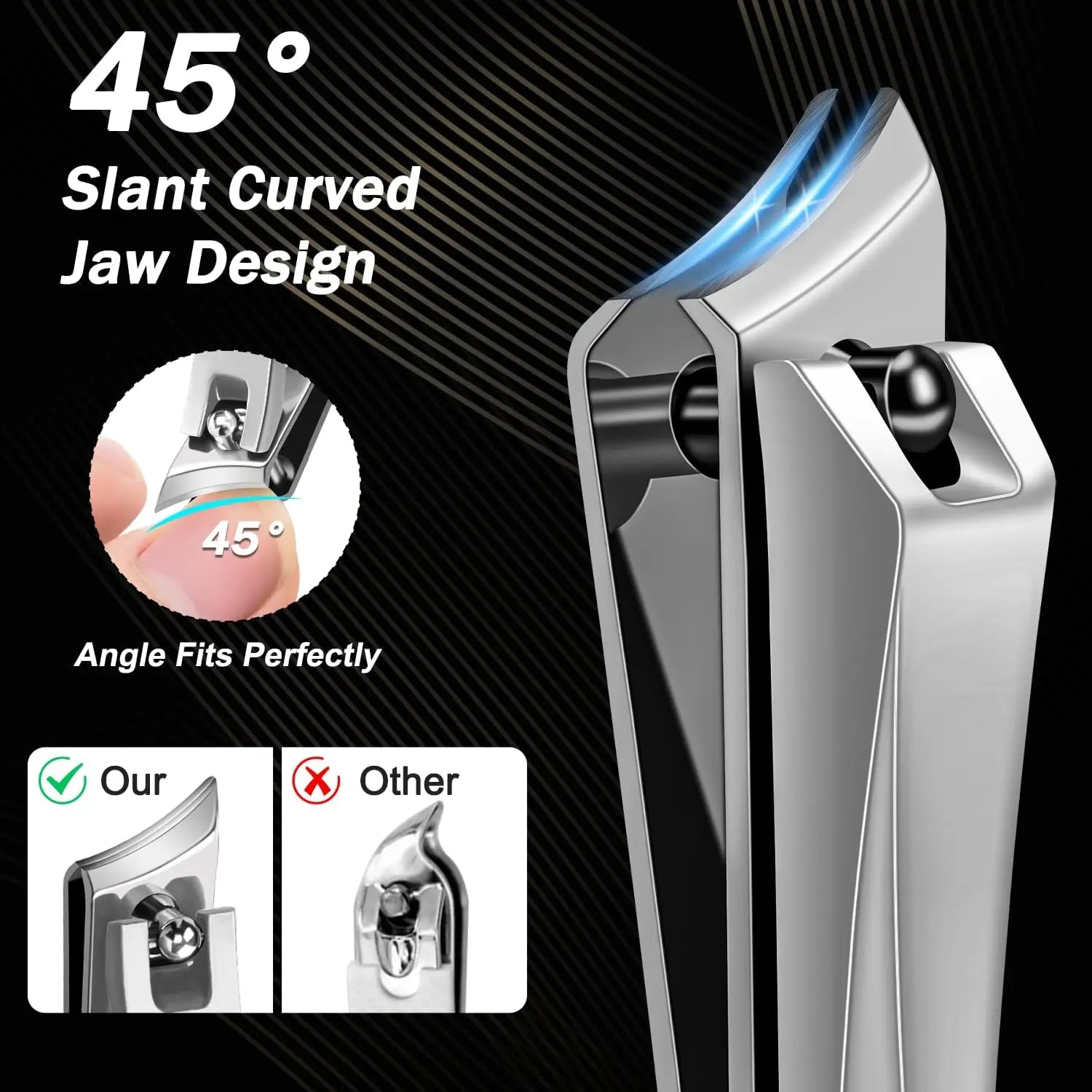 5PCS Heavy Duty Toenail Clippers Kit for Thick Toenails Toe Ingrown Nail Clippers for Seniors Men Large Slanted Nail Clipper Set