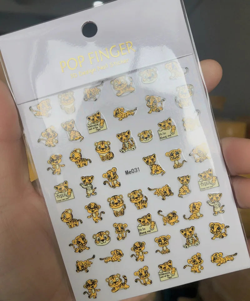 Press on Nails Tiger Symbol Nails Decals Design Fierce Wild Animal Leopard Decoration Manicure Stickers Nails Accessories Tools