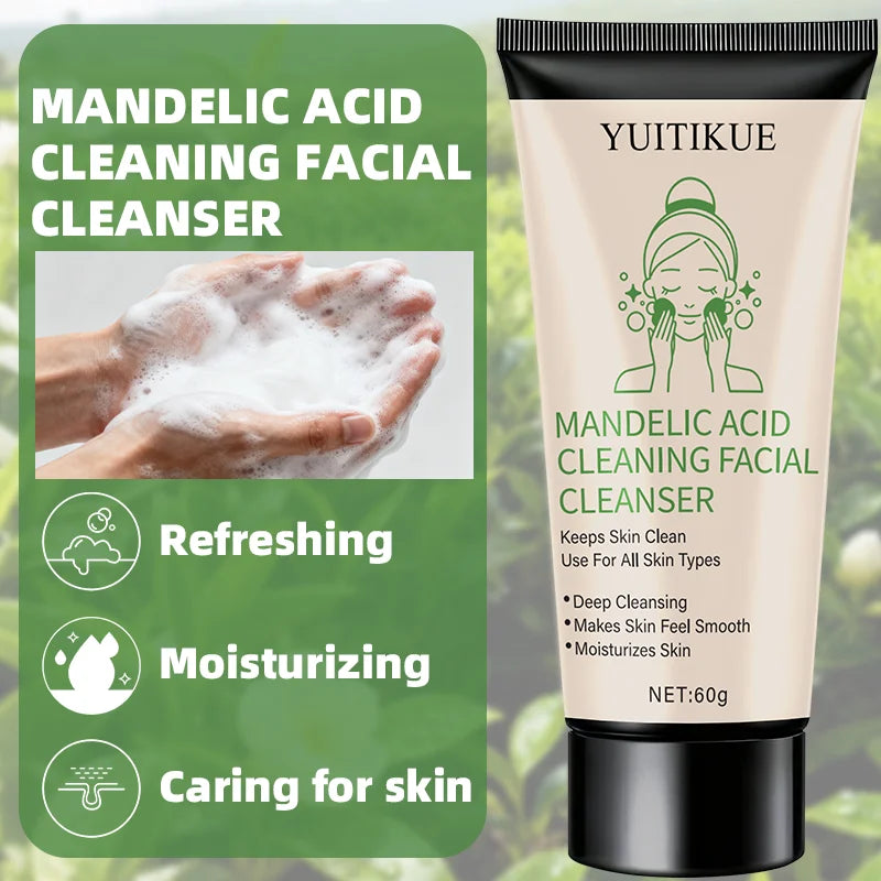 YUITIKUE Facial Cleanser 60g - Mandelic Acid Formula, Gentle Deep Cleansing, Moisturizes & Controls Oil