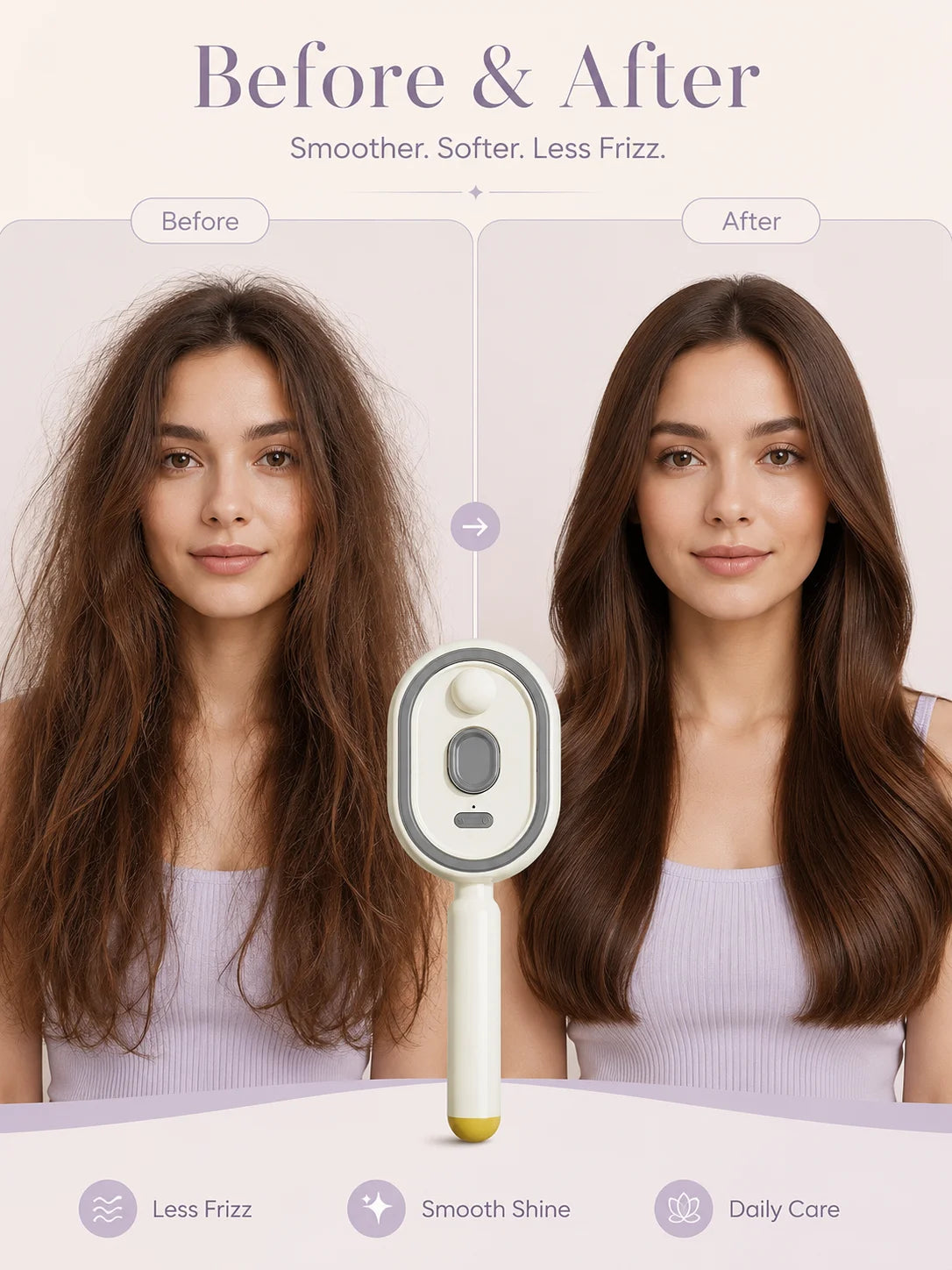 Electric Steam Brush For Hair Detangling Hair Brush Anti Frizz Hair Brush