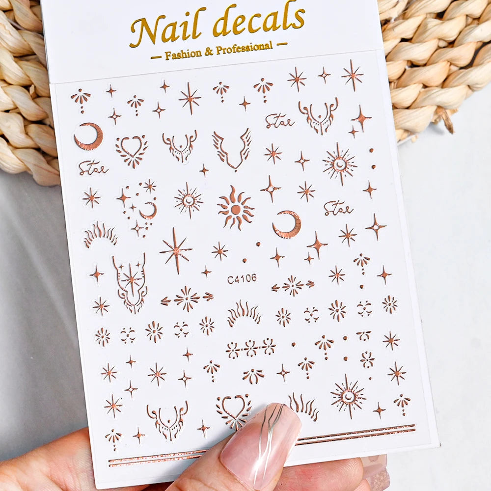 1pcs Star-Themed Nail Art Stickers 3D Self-Adhesive Plastic Decals With Glitter Finish Anime Rectangle Shape Ideal For DIY Nails