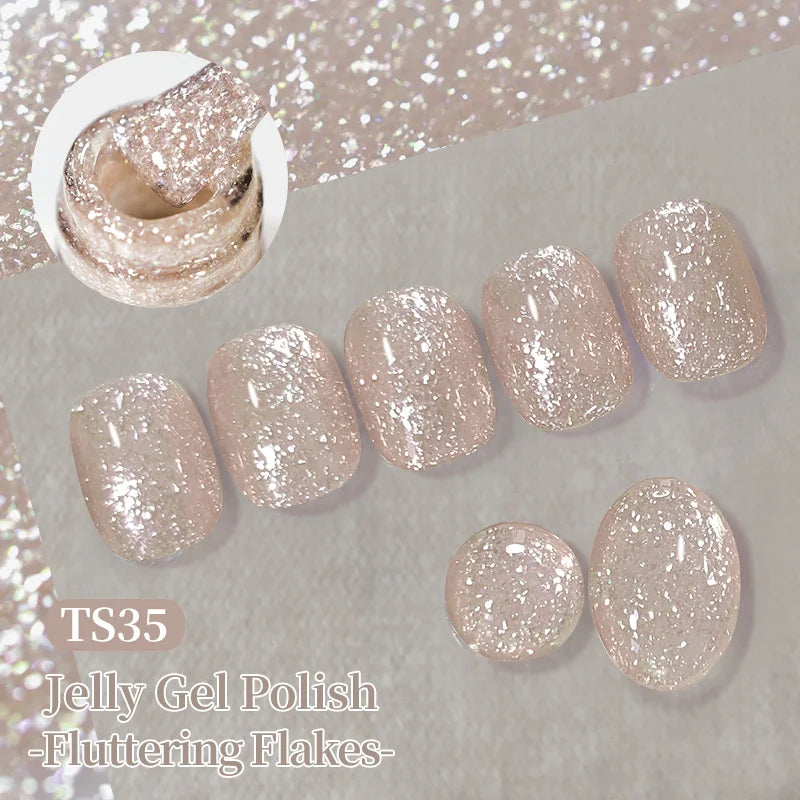 BORN PRETTY 10ml Fluttering Flakes Jelly Gel Polish Semi Permanent Soak Off UV Gel Nail Art Manicure Nail Supplies Vernis